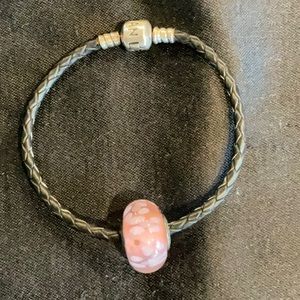 Pandora black leather bracelet